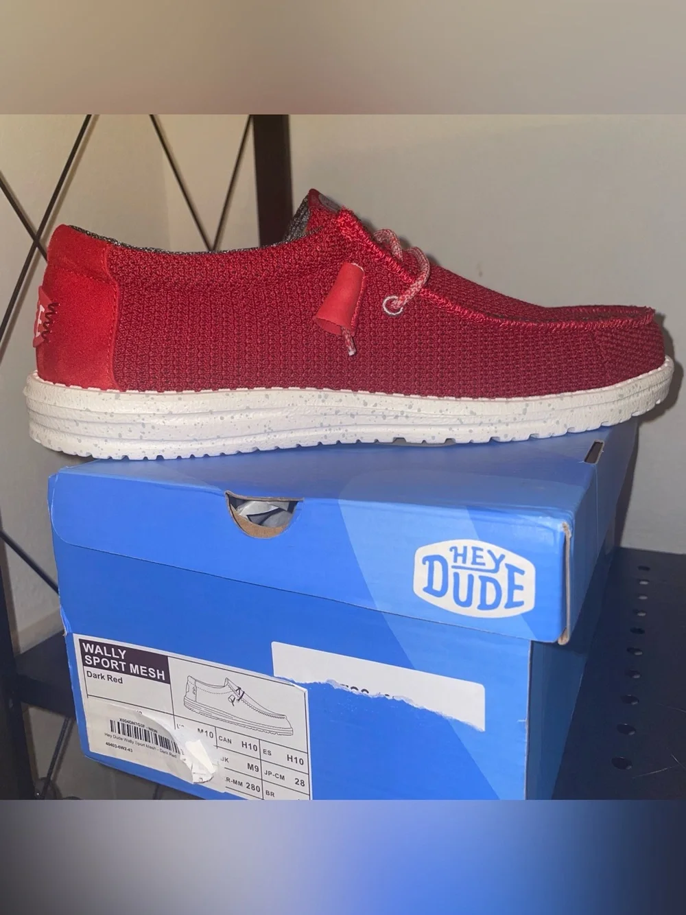 Hey Dude Men's Wally Sport Mesh Slip-On in Dark Red